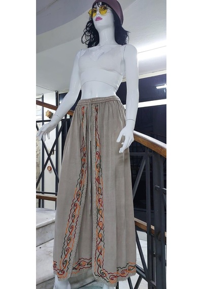Eren Style Otantik Nakış İşlemeli Harem Şalvar Pantolon Krem