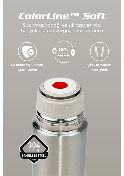 Colorline Soft 750 Ml Paslanmaz Çelik Termos Ckr2002 Gri