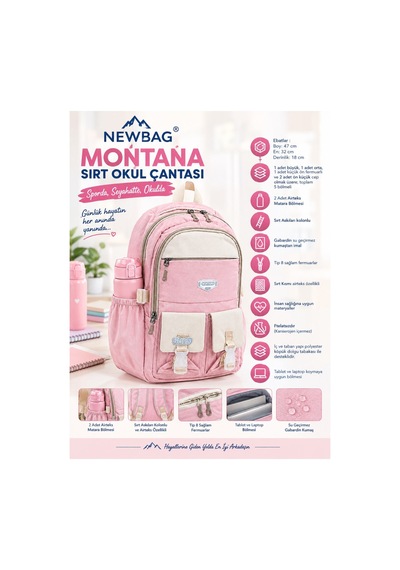 Montana Sırt Okul Çantası Yeni Sezon - Pembe