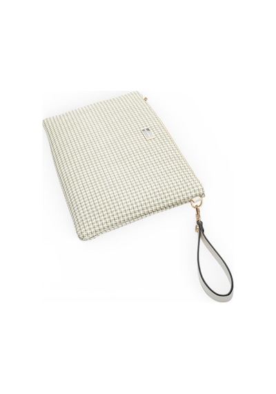 Silver Polo Yeşil - Kemik Kaz Ayağı Ekose Kadın Portföy Ve Clutch El Çantası Sp1034