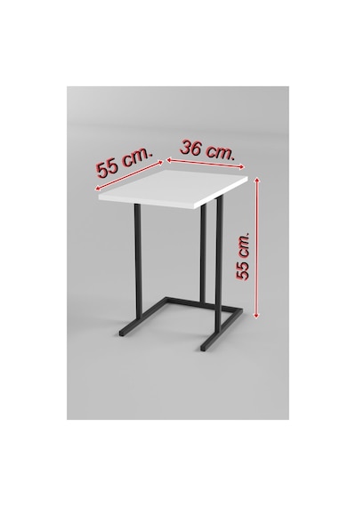 Retodesign Büyük Zigon Sehpa, Yan Sehpa 3110b Beyaz - Siyah