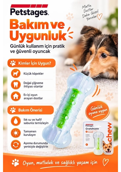 Petstages Crunchcore Bone Çıtırtılı Kemik Şeklinde Köpek Çiğneme Oyuncağı Small