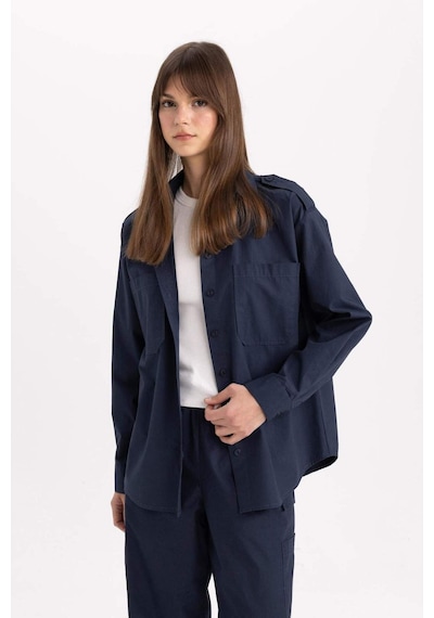 DeFacto Relax Fit Poplin Uzun Kollu Tesettür Gömlek Tunik C2145AX24SPNV243