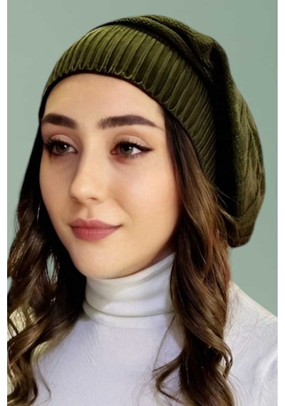 Tezzgelsin Kadın Kışlık Triko Örgü Bere Ve Boyunluk Haki