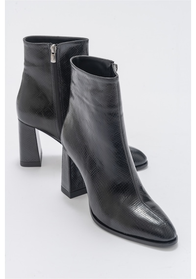 Luvishoes Jewel Siyah Baskı Kadın Topuklu Bot Siyah