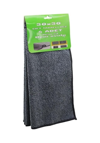 Krt-1011 4pcs 30x30cm Çift Taraflı Mikrofiber & Tel Bez Zor Kir Bezi Hem Sil & Hem Ovala 80