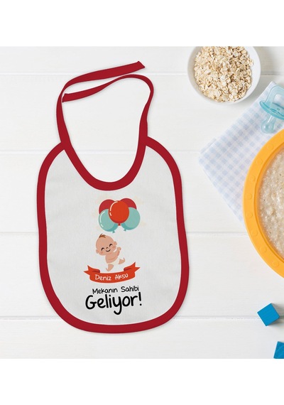 BK Kids Kişiye Özel Mekanın Sahibi Geliyor Tasarımlı Kırmızı Bebek Önlüğü Kırmızı