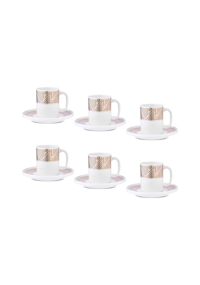 Aryıldız Nova 12 Parça 6 Kişilik Kahve Fincan Takımı Yeşil 90 Ml Çok Renkli