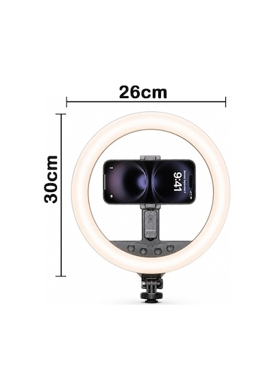 Ayrex 10 İnç Ring Light Tripodlu 3 Renk Bluetooth 5.2 2.1 M Np-l20s