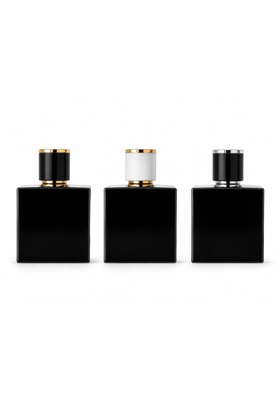 15 Adet Boş Cam Parfüm Şişe, 100 Ml, Küp Mia Model, Siyah-fkb-100