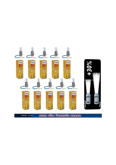 Philips Uyumlu H3 10 Adet 12v 55w Standart Ampul 12336 Prc1 yüzde .