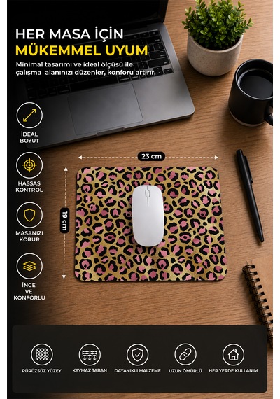 Leopar Desenli Renkli Ergonomik Mouse Pad Kaymaz Taban Ev Ve Ofis Kullanımı Fare Altlığı Mousepad Altın