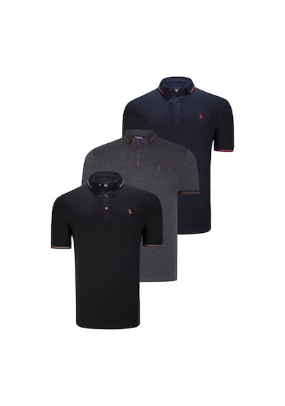 Üçlü Set T8586 Dewberry Erkek T-shırt-siyah-lacivert-antrasit