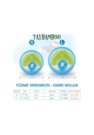 Classıcs Yuvarlak Üç Hava Odalı Yüzme Yardımcısı Kolluk Large 6-14 Yaş 19-40kg Mavi
