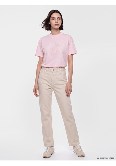 Lcw Modest Pembe Nakışlı %100 Pamuklu Kadın Tişört