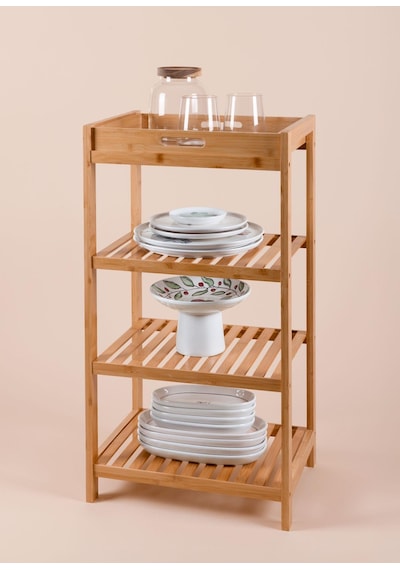 The Mia Bambu 4 Katlı Tepsili Düzenleyici Dolap Raf 75x40x30 Cm Çok Renkli The Mia Bambu 4 Katlı Tepsili Düzenleyici Dolap Raf 75x40x30 Cm Çok Renkli