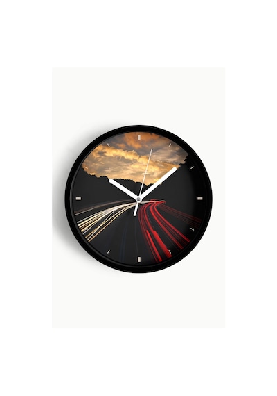 Modern Duvar Saati - 30cm - Önü Camlı Siyah Kasa - Sessiz Mekanizma-jh0796 Siyah