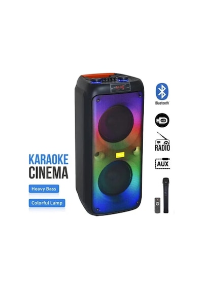Büyük Boy Bluetooth Hoparlör Kablosuz Mikrofonlu Taşınabilir Valiz Tipi Tekerlekli Şrjlı Speaker