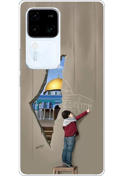 Vivo V30 Uyumlu Mescid-i Aksa Duvar Baskılı Silikon Kılıf Renkli
