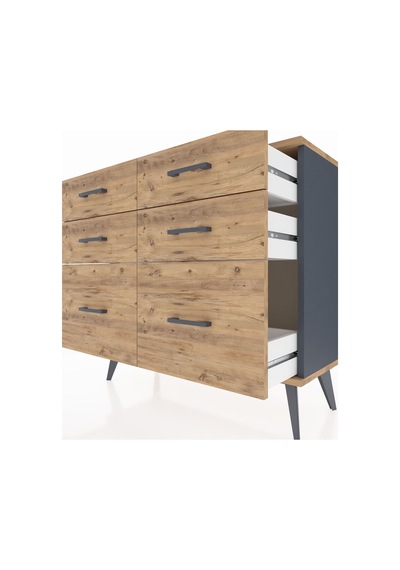 Arges Şifonyer 6 Çekmeceli 88x30x80 Antrasit-çam Çam Arges Şifonyer 6 Çekmeceli 88x30x80 Antrasit-çam Çam