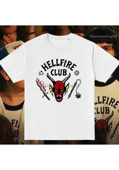 Stranger Things Hellfire Club Tshirt Beyaz