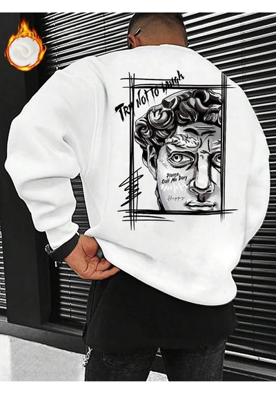 Adrift Manfinity Emrg Figure & Letter Graphic Sweatshirt Beyaz Beyaz