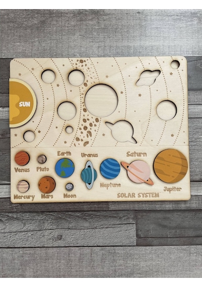 Ahşap Montessori Solar Sistem Gezegenler Yapbozu