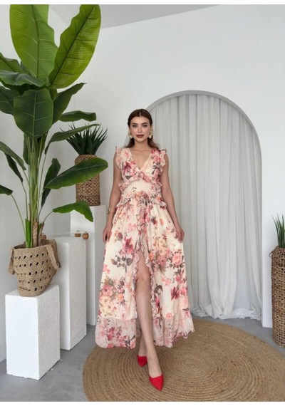 Butik İstanbul Rıth Midi Elbise Çi Çek Desen