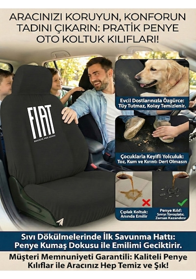 Fiat Doblo İle Uyumlu Oto Koltuk Kılıfı Araç İçi Kullanım Siyah