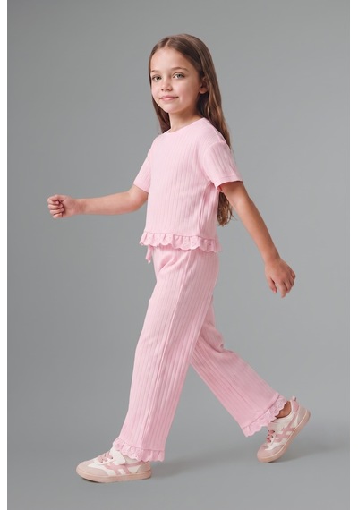 Defacto Fırfır Detaylı Pembe 2li Takım Kız Bebek H2664a526sppn670 Pembe-pn670