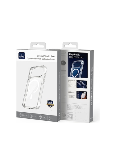 Apple Uyumlu iPhone 17 Pro Kılıf M-safeli Wiwu Cs-202 Crystal Shield Pro Seri Anti Yellowing Sert Pc Kapak Şeffaf