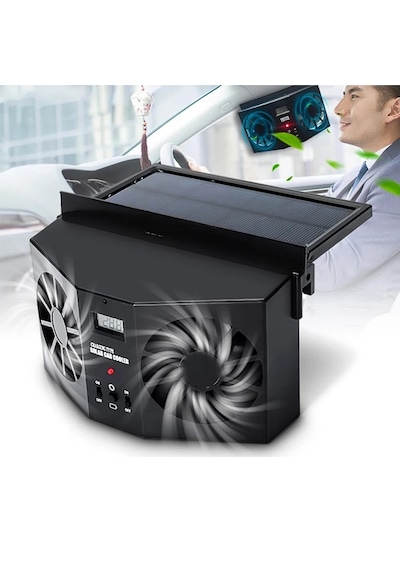 Ally R-8032 Güneş Enerjili Çift Fanlı Solar Oto Araç Havalandırma- 5775 Siyah