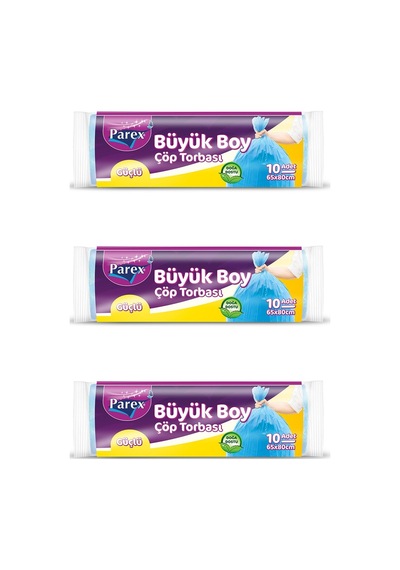Parex Güçlü Büyük Boy Çöp Torbası Mavi 3'lü 65 x 80 CM