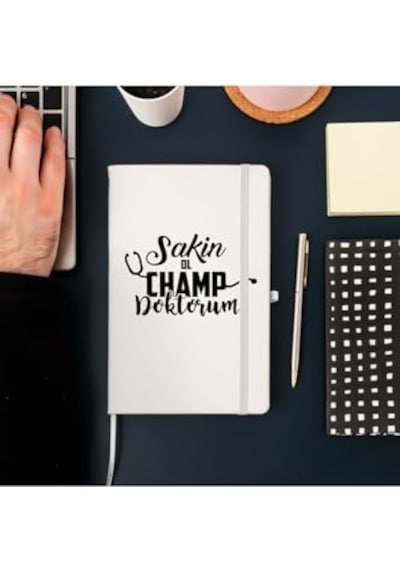 Doktora Özel Sakin Ol Champ Tasarımlı Not Defteri 13x21 Cm, Çizgisiz Esprili Meslek Defteri 103 Ivory