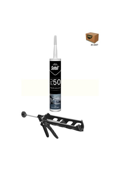Selsil Pu Mastik 280 Ml Beyaz 25 Adet , Plastik Tabanca Beyaz