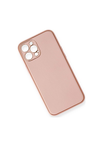 Apple Uyumlu iPhone 12 Pro Max Kılıf Coco Deri Silikon Kapak Pembe/