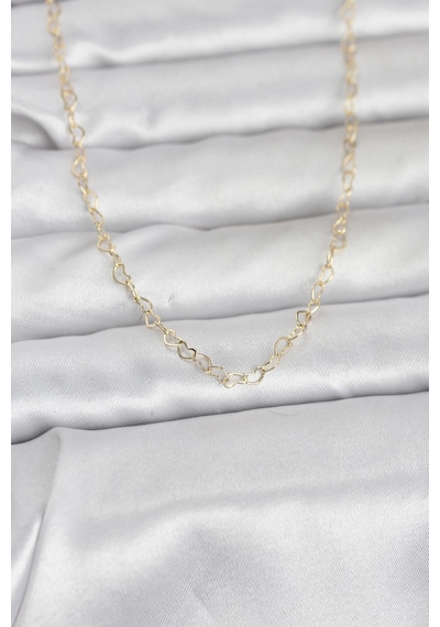 Cm 14k Gold Renk Kalp Zincirli 60 Cm Kadın Kolye - Lisinya Çok Renkli