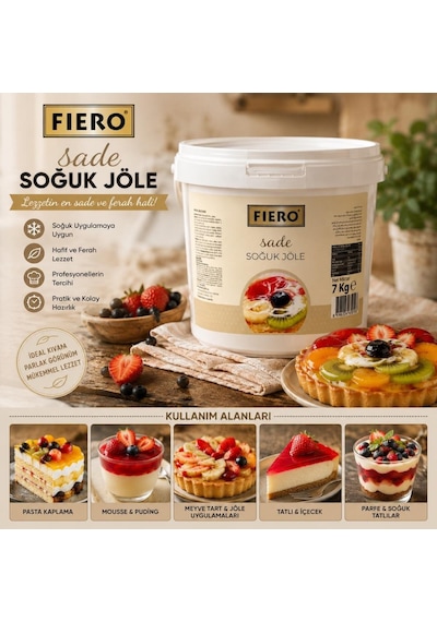 Fiero Soğuk Jöle Sade 7 Kg Pasta, Cheesecake Ve Tatlılar İçin Profesyonel Parlak Pasta Jölesi