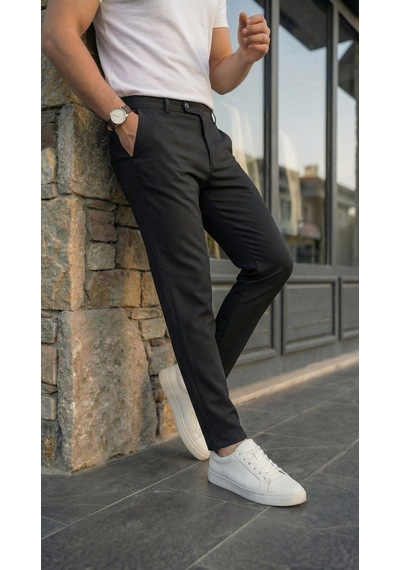 Efnaz Style Erkek Slim Fit Dilli Kumaş Pantolon siyah