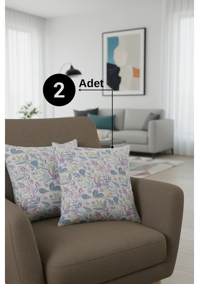 Chevron Bohem Dekoratif Punch Yastık Kırlent Kılıfı 2 Adet 45x45 Vintage Pembe 45 x 45