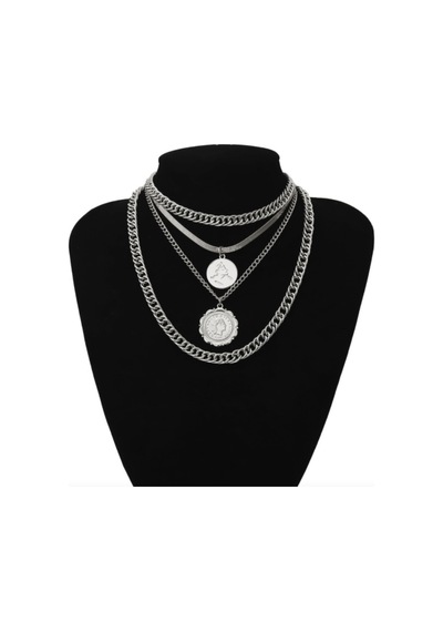 Girift Vintage Allure Boho Vintage Kalın Zincirli Sikke Kolye Gümüş