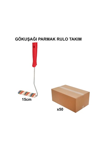 Gökkuşağı Parmak Rulo Takım 15 Cm - 50 Adet