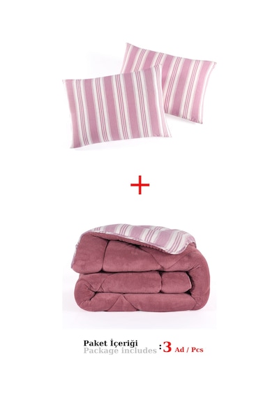 Eponj Home Comfort Set Yeni Nesil Wellsoft Yorganlı 3 Parça Çift Kişilik Soft Line Bordo Bordo