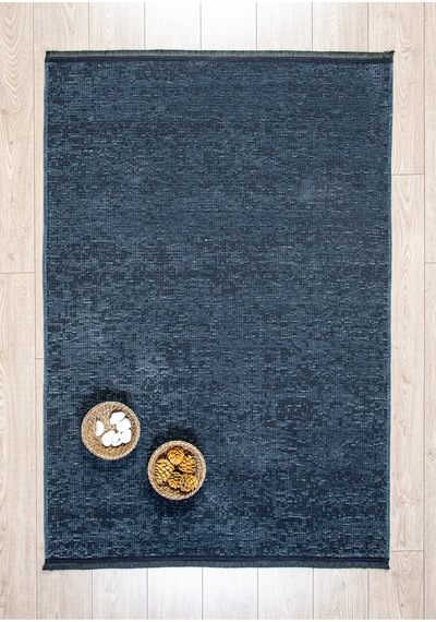 Badelya Home Antrasit Şönil Makinada Yıkanabilir Kaymaz Taban Saçaklı Pamuklu Halı Kilim Oturma Odası Salon