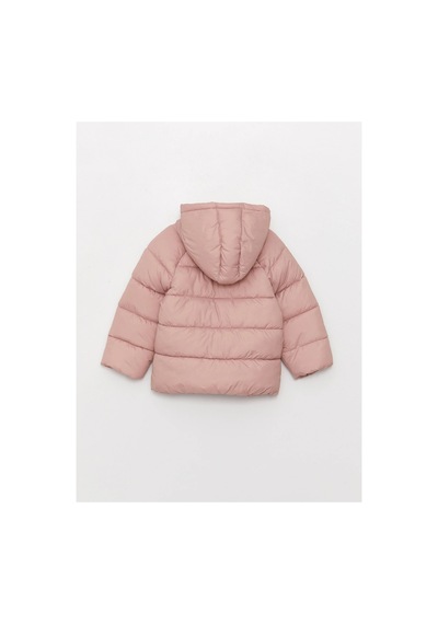 LC Waikiki Kapüşonlu Uzun Kollu Basic Kız Bebek Fermuarlı Şişme Mont Pink