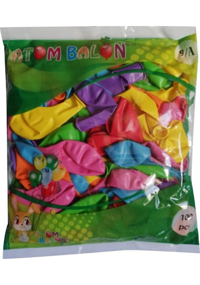 9a Balon Karışık Renkli Balon Atom Balon 100'lü