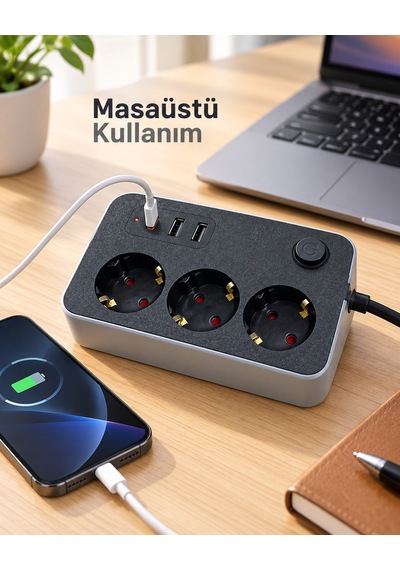Anahtarlı Usb Ve Type C Çıkışlı Masaüstü Akım Korumalı Termal Priz Diğer