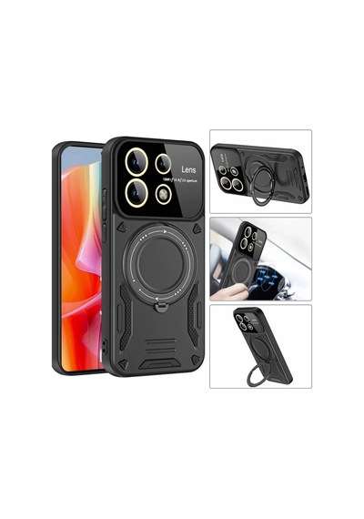 Newface Xiaomi Redmi Note 13 Pro 4g Kılıf Joy Lens Standlı Kapak - Kırmızı
