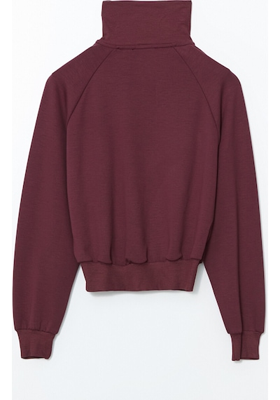 Lcwaıkıkı Classic Mürdüm Dik Yaka Oversize Kadın Fermuarlı Sweatshirt