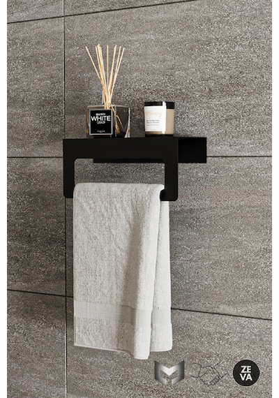 Siyah Duvara Monte Havluluk & Peçetelik Modern&dayanıklı 2'li Set Siyah